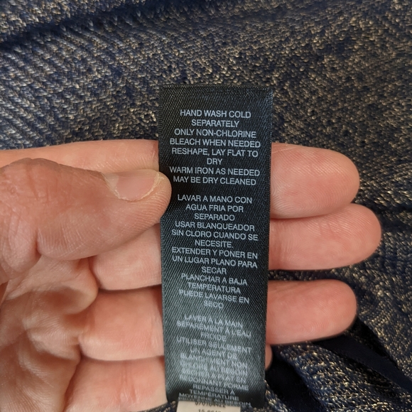 White House Black Market Blue Metallic Knit Top size medium - Picture 12 of 13